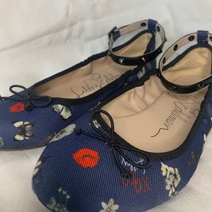 Libby Edelman | Navy Blue Flats with Flowers